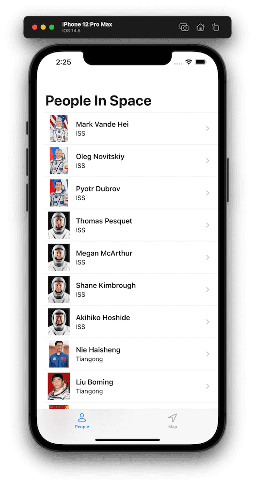people in space iOS app