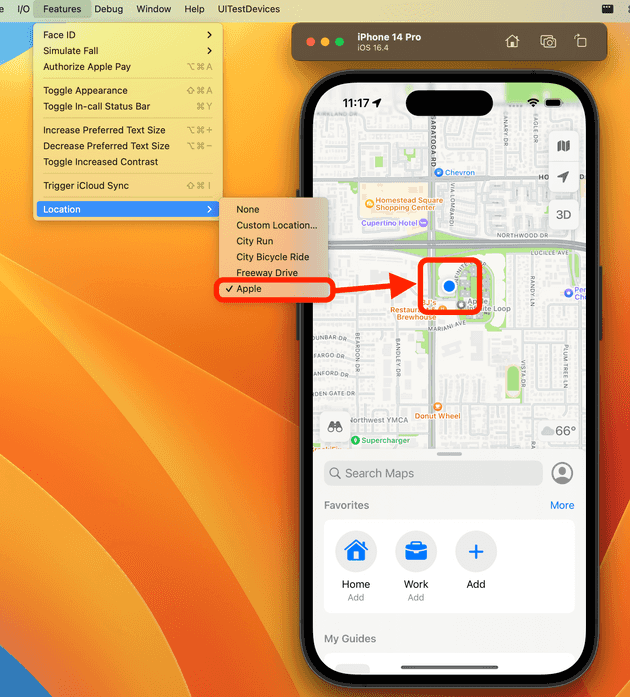 iOS Simulator apple location
