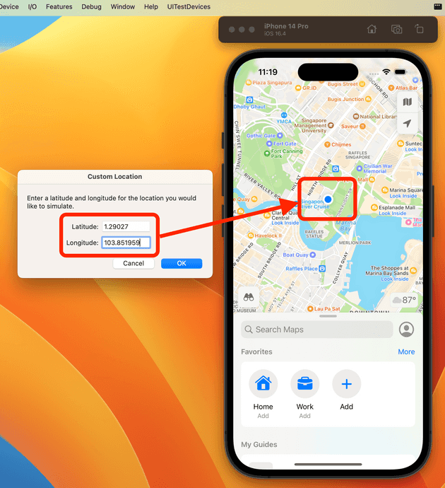 iOS Simulator custom location